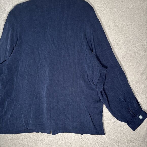 Vintage Design Todays Tunic Top Women’s 2X Navy Blue Rayon Silk Lagenlook Boxy - Picture 16 of 16